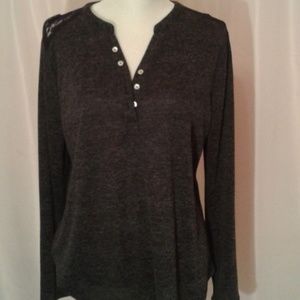 Women's 2X No Boundaries XXL Black Laced Back Top